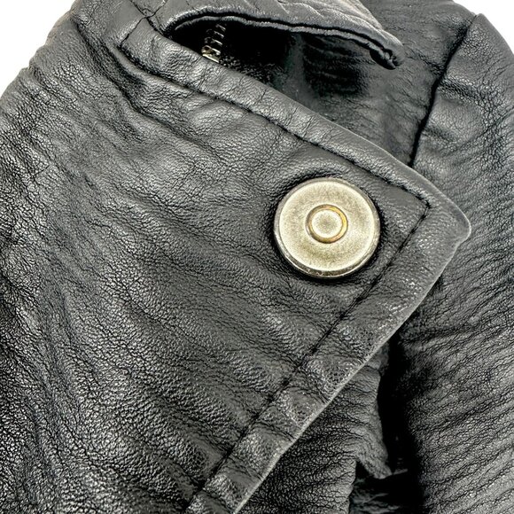 Crazy 8 Moto Jacket Unisex Kids Size 5 Black LS Offset Zipper Snap Collar - Picture 2 of 7